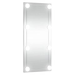 Sieninis veidrodis su LED lemputėmis vidaXL, 30x80cm, sidabrinis kaina ir informacija | Veidrodžiai | pigu.lt