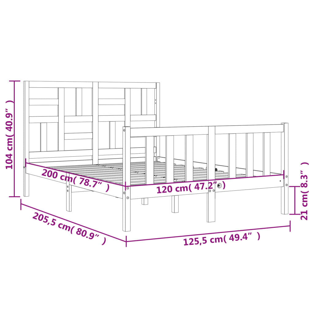 Lovos rėmas vidaXL, 120x200 cm, rudas kaina ir informacija | Lovos | pigu.lt