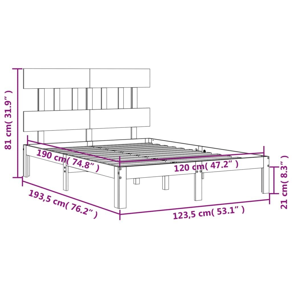 Lovos rėmas vidaXL, 120x190 cm, baltas kaina ir informacija | Lovos | pigu.lt