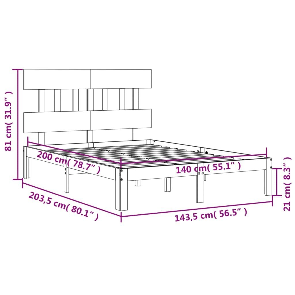 Lovos rėmas vidaXL, 140x190 cm, rudas kaina ir informacija | Lovos | pigu.lt