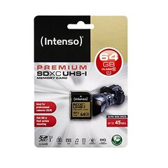 Карта памяти Intenso SDHC UHS-I 64GB CL10 цена и информация | Карты памяти для фотоаппаратов, камер | pigu.lt