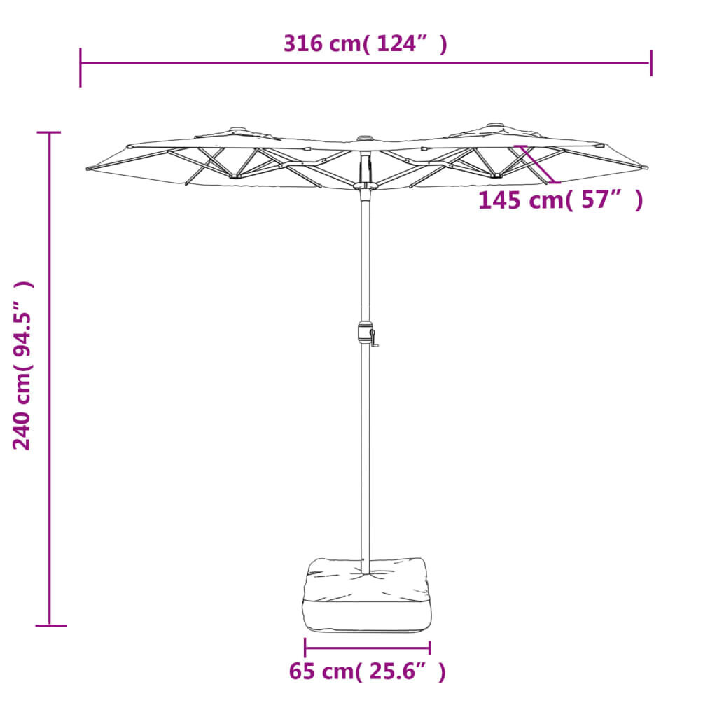 Dvigubas skėtis nuo saulės vidaXL, smėlio kaina ir informacija | Skėčiai, markizės, stovai | pigu.lt