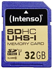 Карта памяти Intenso SDHC UHS-I 32GB CL10 цена и информация | Карты памяти для фотоаппаратов, камер | pigu.lt