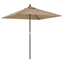 Sodo skėtis su mediniu stulpu VidaXL, rudas kaina ir informacija | Skėčiai, markizės, stovai | pigu.lt