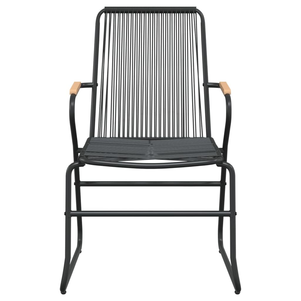 Sodo kėdės, 2vnt., juodos spalvos, 58x59x85,5cm, PVC ratanas kaina ir informacija | Lauko kėdės, foteliai, pufai | pigu.lt