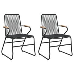 Sodo kėdės, 2vnt., juodos spalvos, 58x59x85,5cm, PVC ratanas цена и информация | Садовые стулья, кресла, пуфы | pigu.lt