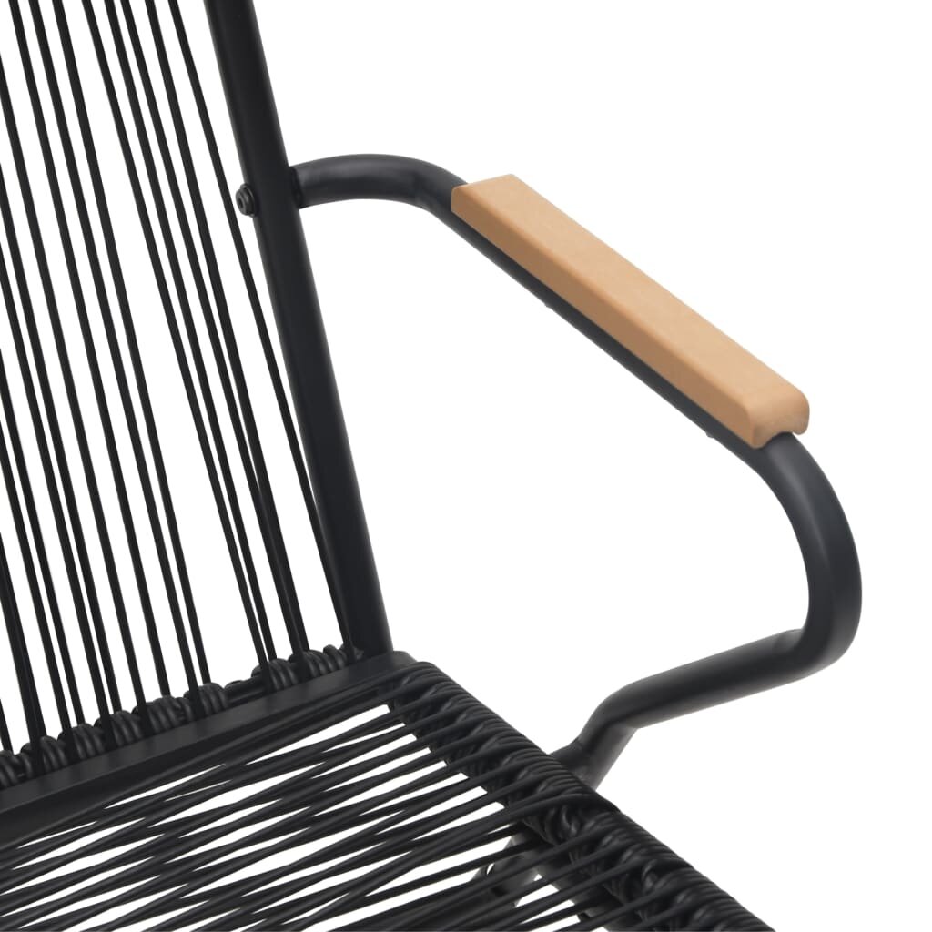 Sodo kėdės, 2vnt., juodos spalvos, 58x59x85,5cm, PVC ratanas kaina ir informacija | Lauko kėdės, foteliai, pufai | pigu.lt