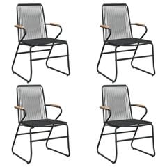 Sodo kėdės, 4vnt., juodos spalvos, 58x59x85,5cm, PVC ratanas цена и информация | Садовые стулья, кресла, пуфы | pigu.lt