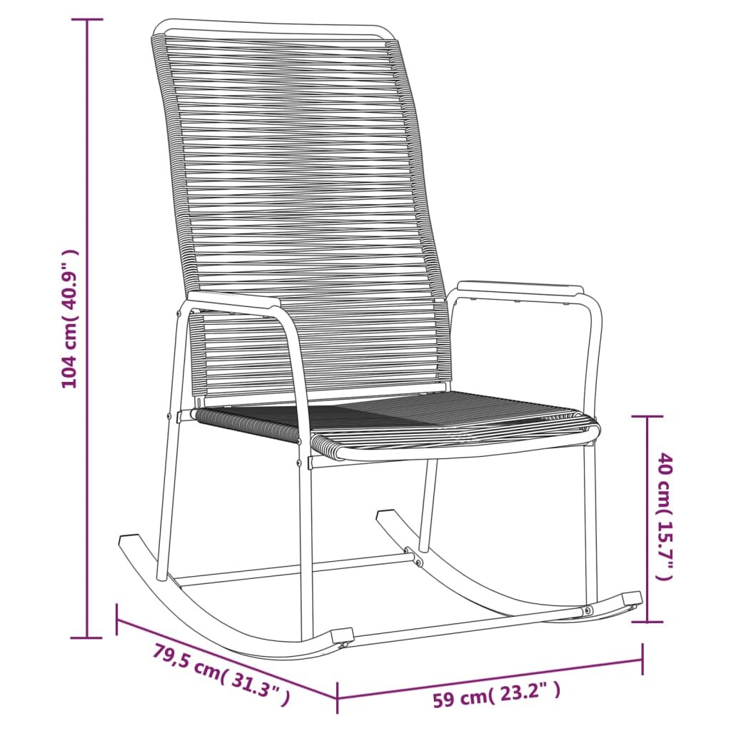 Supama sodo kėdė, juodos spalvos, 59x79,5x104cm, PVC ratanas kaina ir informacija | Lauko kėdės, foteliai, pufai | pigu.lt