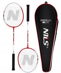 Badmintono rakečių ir plunksnų rinkinys Nils, 2 vnt, raudonas kaina ir informacija | Badmintonas | pigu.lt