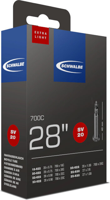 Ventilis Schwalbe 28X7/8" 28X3/4" SV40mm, juodas/pilkas kaina ir informacija | Dviračių kameros ir padangos | pigu.lt