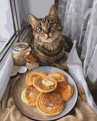 Картина по номерам 40x50 cm.  "Завтрак для кошки" цена и информация | Живопись по номерам | pigu.lt