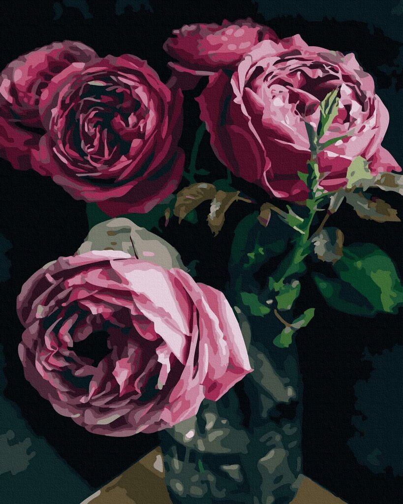 Tapyba pagal skaičius Roses in a vase, 40x50 cm цена и информация | Tapyba pagal skaičius | pigu.lt