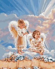 Картина по номерам 40x50 cm.  "Ангелы в облаках" цена и информация | Набор для рисования по номерам | pigu.lt