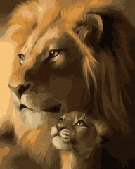 Tapyba pagal skaičius Oh Art! The lion and the lion cub, 40x50 cm kaina ir informacija | Tapyba pagal skaičius | pigu.lt