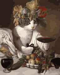 Tapyba pagal skaičius Cat with wine, 40x50 cm kaina ir informacija | Tapyba pagal skaičius | pigu.lt