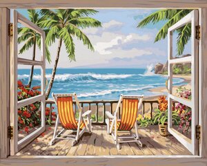 Картина по номерам 40x50 cm.  "Океан и пальмы" цена и информация | Набор для рисования по номерам | pigu.lt