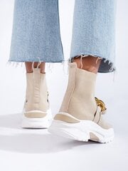 Moteriški sportiniai bateliai su kojine, smėlio spalvos (-) kaina ir informacija | Sportiniai bateliai, kedai moterims | pigu.lt