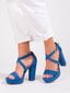 Mėlyni aukštakulniai sandalai (-) kaina ir informacija | Basutės moterims | pigu.lt