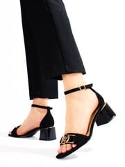 Moteriški juodi smailianosiai sandalai (-) kaina ir informacija | Basutės moterims | pigu.lt