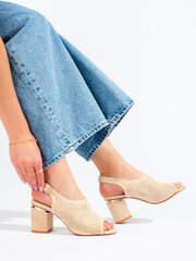 Бежевые замшевые босоножки на высоком каблуке от Vinceza цена и информация | Женские сандалии MONNA LISA | pigu.lt