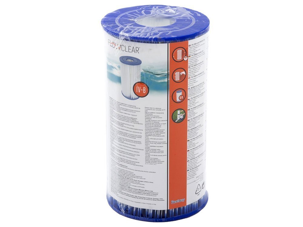 Pakeičiamos filtro kasetės IV-B tipo siurbliui Bestway FlowClear, 1 vnt., 9463 l/val. kaina ir informacija | Baseinų filtrai | pigu.lt