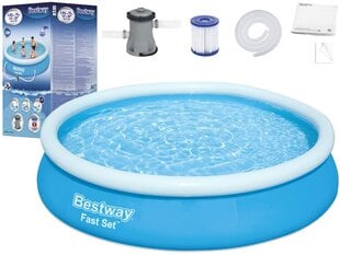 Pripučiamas baseinas vaikams Bestway Fast Set, 366 x 76 cm, su filtru kaina ir informacija | Baseinai | pigu.lt