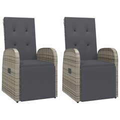 Atlošiamos sodo kėdės su pagalvėmis, 2vnt., pilkos, poliratanas kaina ir informacija | Lauko kėdės, foteliai, pufai | pigu.lt
