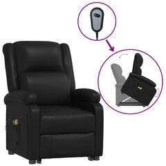 Atsistojantis masažinis krėslas, juodos spalvos, dirbtinė oda kaina ir informacija | Svetainės foteliai | pigu.lt