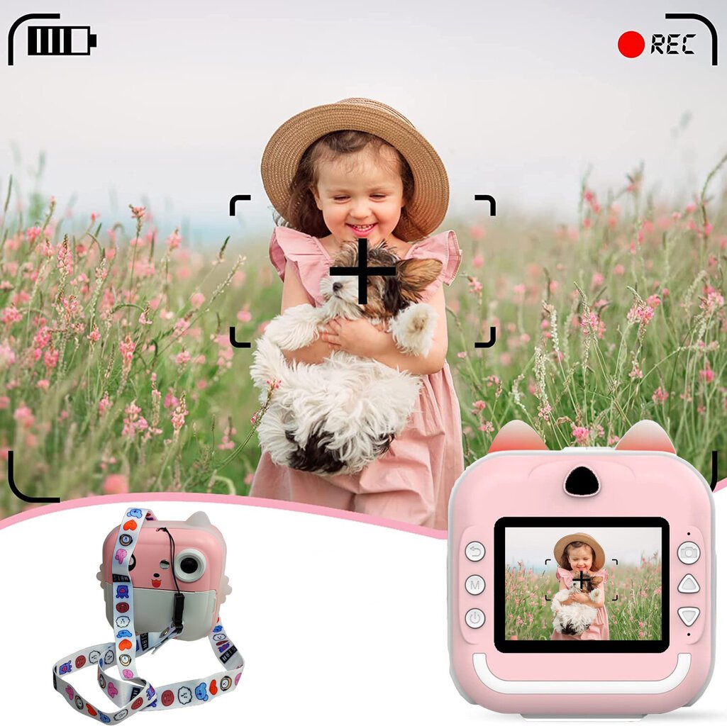 Vaikiškas nuotraukas spausdinantis fotoaparatas, rožinis kaina ir informacija | Lavinamieji žaislai | pigu.lt