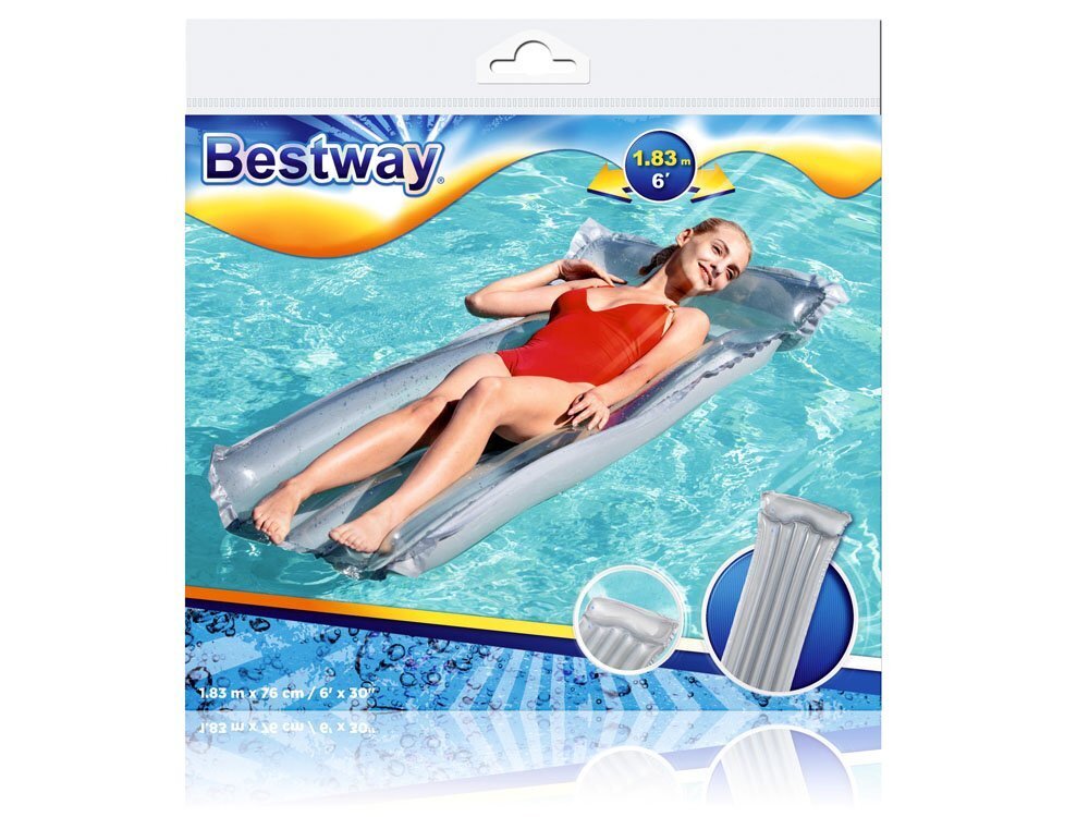 Pripučiamas čiužinys Bestway Beach Deluxe, 183 x 76 cm, pilkas kaina ir informacija | Pripučiamos ir paplūdimio prekės | pigu.lt