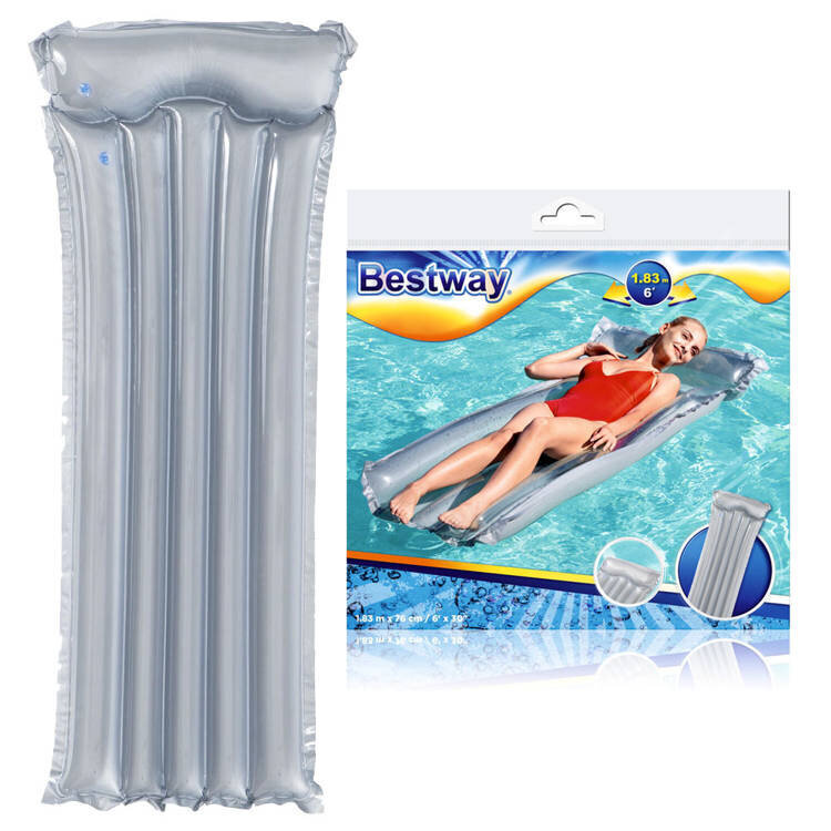 Pripučiamas čiužinys Bestway Beach Deluxe, 183 x 76 cm, pilkas kaina ir informacija | Pripučiamos ir paplūdimio prekės | pigu.lt