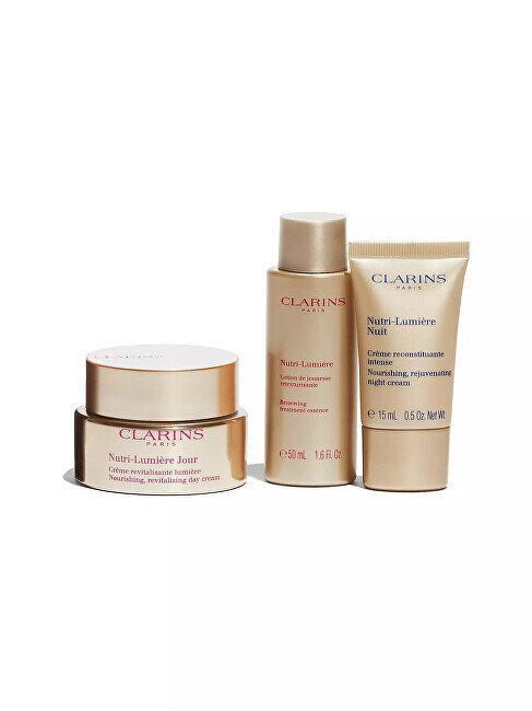 Veido priežiūros rinkinys Clarins Nourishing & Revitalising Essentials moterims: dieninis kremas, 50 ml + naktinis kremas, 50 ml + veido kremas, 15 ml kaina ir informacija | Veido kremai | pigu.lt