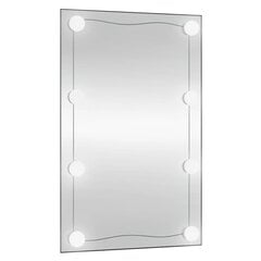 Sieninis veidrodis su LED lemputėmis vidaXL, 40x60cm, sidabrinis цена и информация | Зеркала | pigu.lt