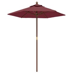 Sodo skėtis su mediniu stulpu, tamsiai raudonas, 196x231cm kaina ir informacija | Skėčiai, markizės, stovai | pigu.lt