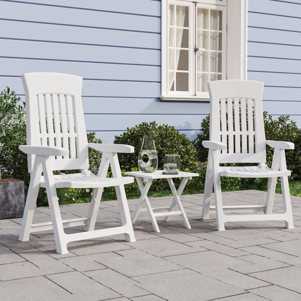 Atlošiamos sodo kėdės, 2vnt., baltos spalvos, PP kaina ir informacija | Lauko kėdės, foteliai, pufai | pigu.lt
