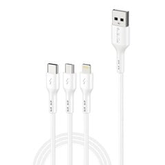 Foneng X36 3in1 USB to USB-C | Lightning | Micro USB Cable, 2.4A, 2m (White) цена и информация | Кабели для телефонов | pigu.lt