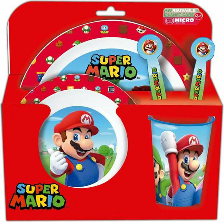 Super Mario vaikiškas indų rinkinys, 5 dalys kaina ir informacija | Indai, lėkštės, pietų servizai | pigu.lt