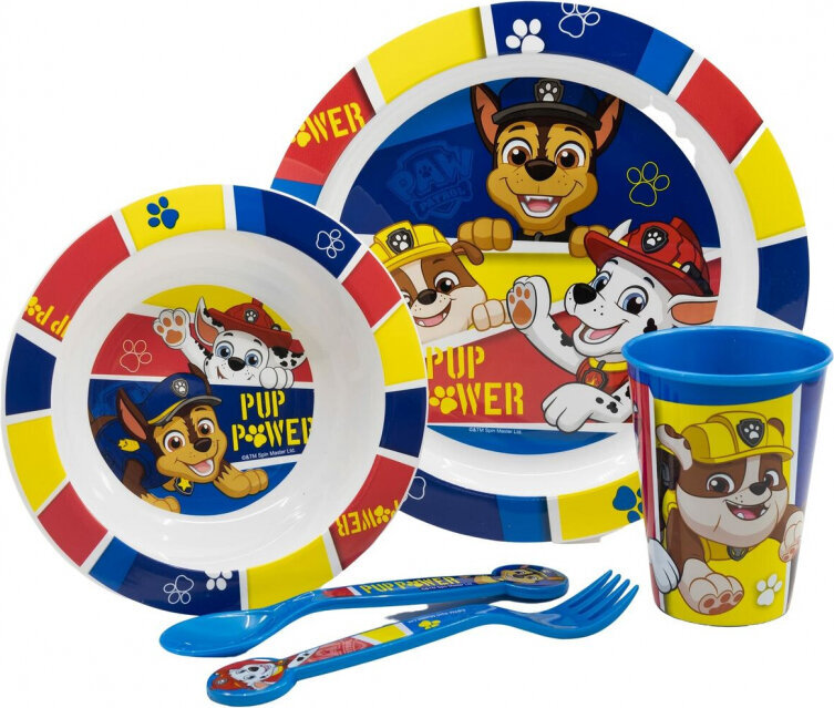 Indų rinkinys vaikams The Paw Patrol Picnic set, 5 vnt, įvairių spalvų kaina ir informacija | Indai, lėkštės, pietų servizai | pigu.lt