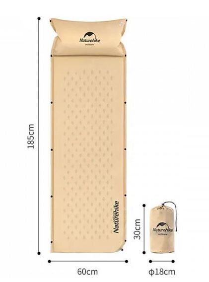 Savaime prisipučiantis kempingo čiužinys Naturehike, 185x60x2,5 cm, smėlio spalvos цена и информация | Pripučiami čiužiniai ir baldai | pigu.lt