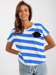 Женская футболка с принтом, бело-синяя цена и информация | Женские блузки, рубашки | pigu.lt