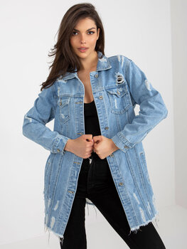 Длинная джинсовая куртка, синяя цена и информация | Женские пиджаки | pigu.lt