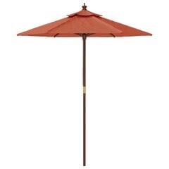 Sodo skėtis su mediniu stulpu, rudas kaina ir informacija | Skėčiai, markizės, stovai | pigu.lt
