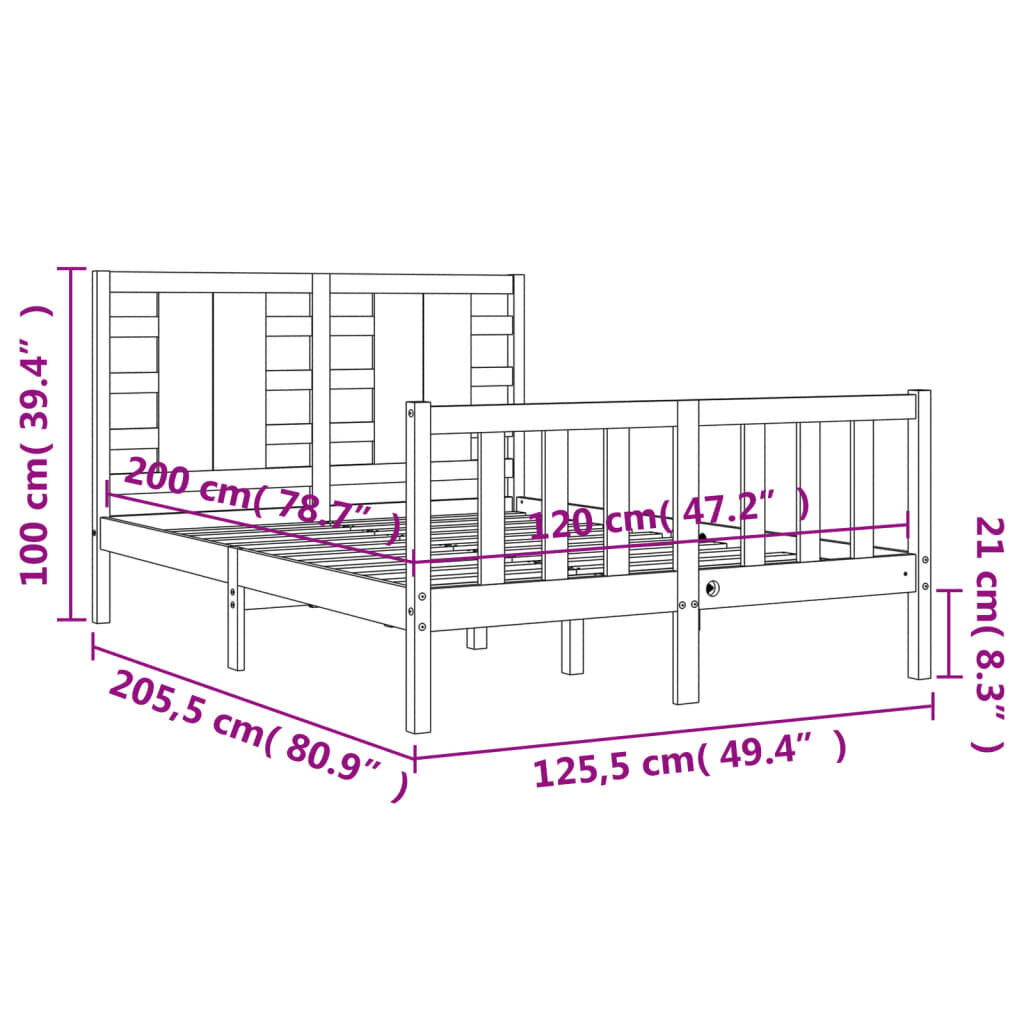 Lovos rėmas vidaXL, 120x200 cm, baltas kaina ir informacija | Lovos | pigu.lt