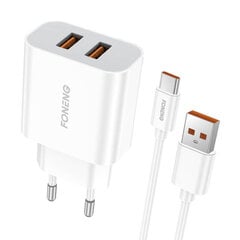 Dual USB charger Foneng EU45 Type-C цена и информация | Зарядные устройства для телефонов | pigu.lt