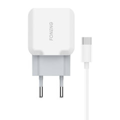 Foneng Настенное зарядное устройство USB Foneng T210, 2.1A + кабель USB-USB-C (белый) цена и информация | Зарядные устройства для телефонов | pigu.lt