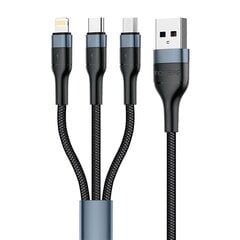 Foneng X51 3in1 USB to USB-C | Micro USB | Lightning Cable, 3A, 1m (Black) цена и информация | Кабели для телефонов | pigu.lt