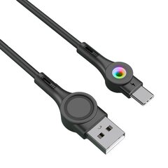 Foneng X59 USB to USB-C cable, LED, 3A, 1m (black) цена и информация | Кабели для телефонов | pigu.lt