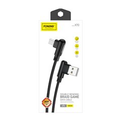 Foneng X70 Angled USB to Micro USB Cable, 3A, 1m (Black) цена и информация | Кабели для телефонов | pigu.lt