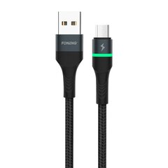 Foneng Кабель Foneng X79 USB-Micro USB, LED, в оплетке, 3A, 1 м (черный) цена и информация | Кабели для телефонов | pigu.lt